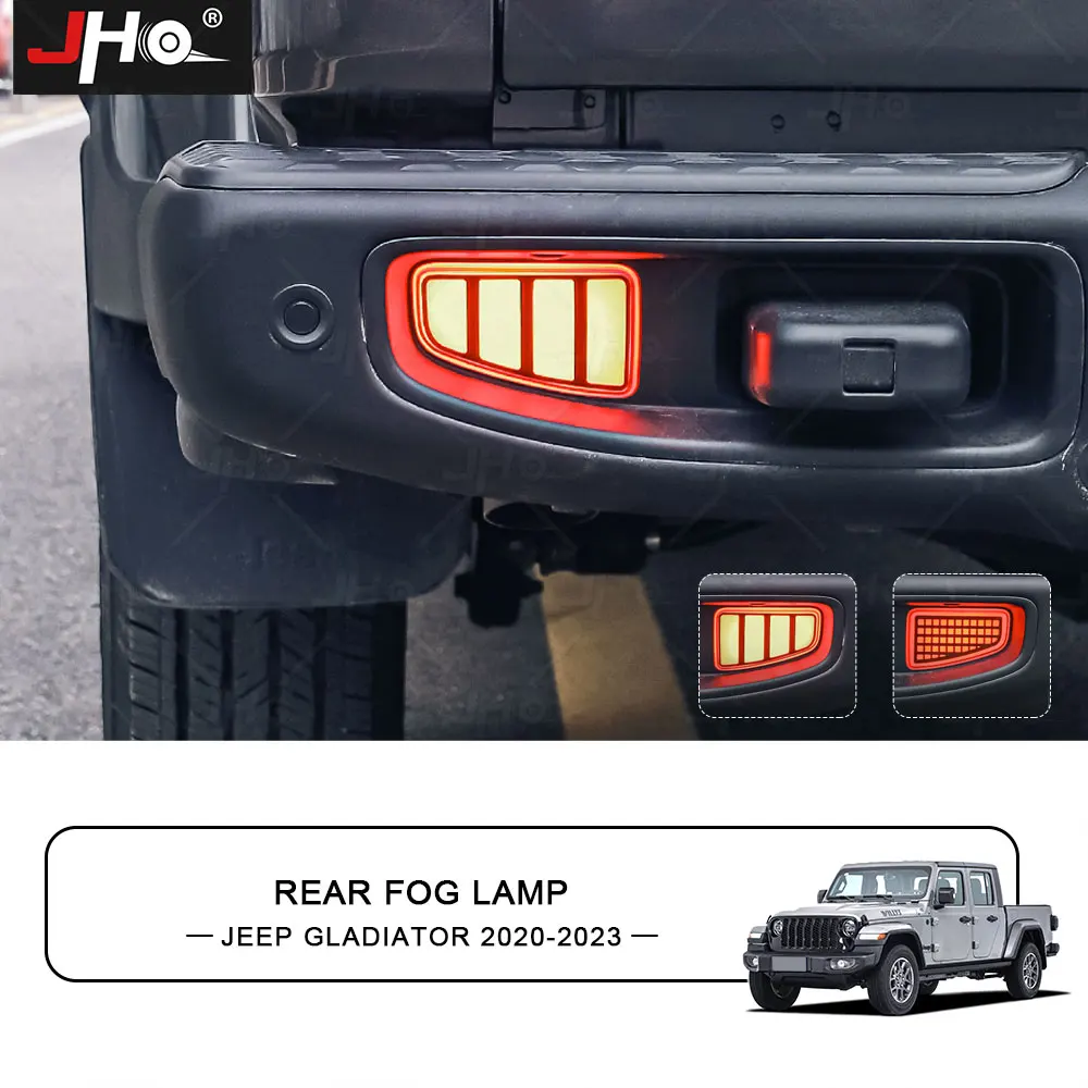 

JHO Rear Bumper LED Fog Light Sequential Flash Turn Signal Lamp Braking Lights Custom Fit For Jeep Gladiator 2021 2022 2023