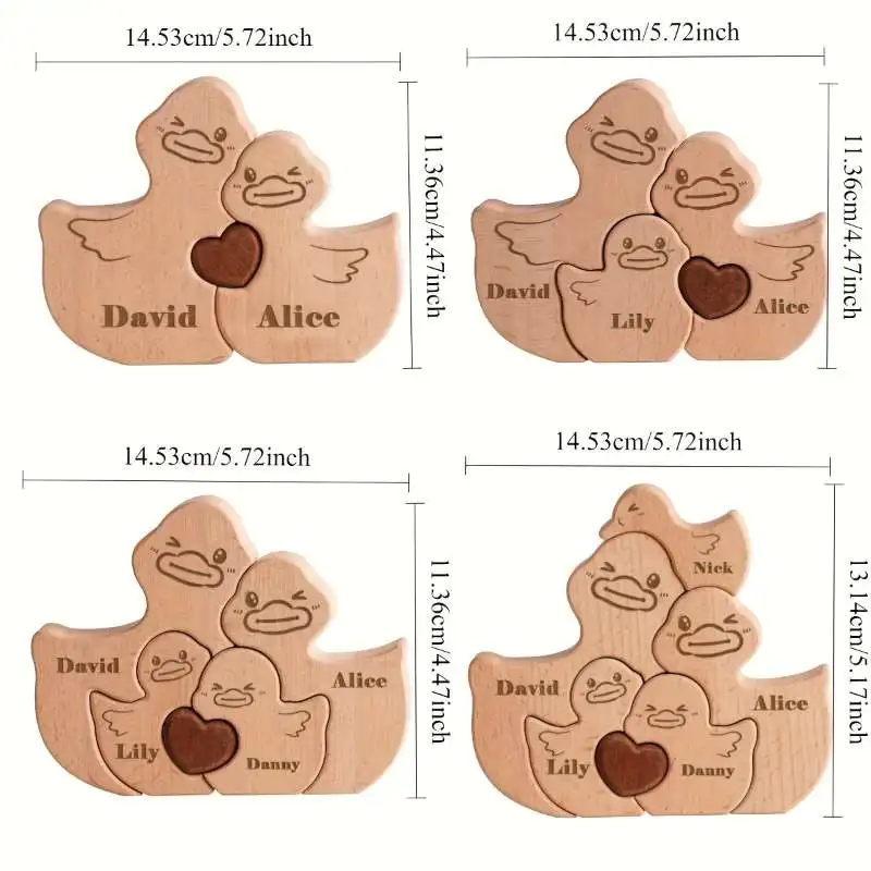 Custom Wooden Duck Hugs Puzzle Ornament, Heart-Shaped Interlocking Duck, Home Decor for Valentine's Day, Thanksgiving, Birthdays