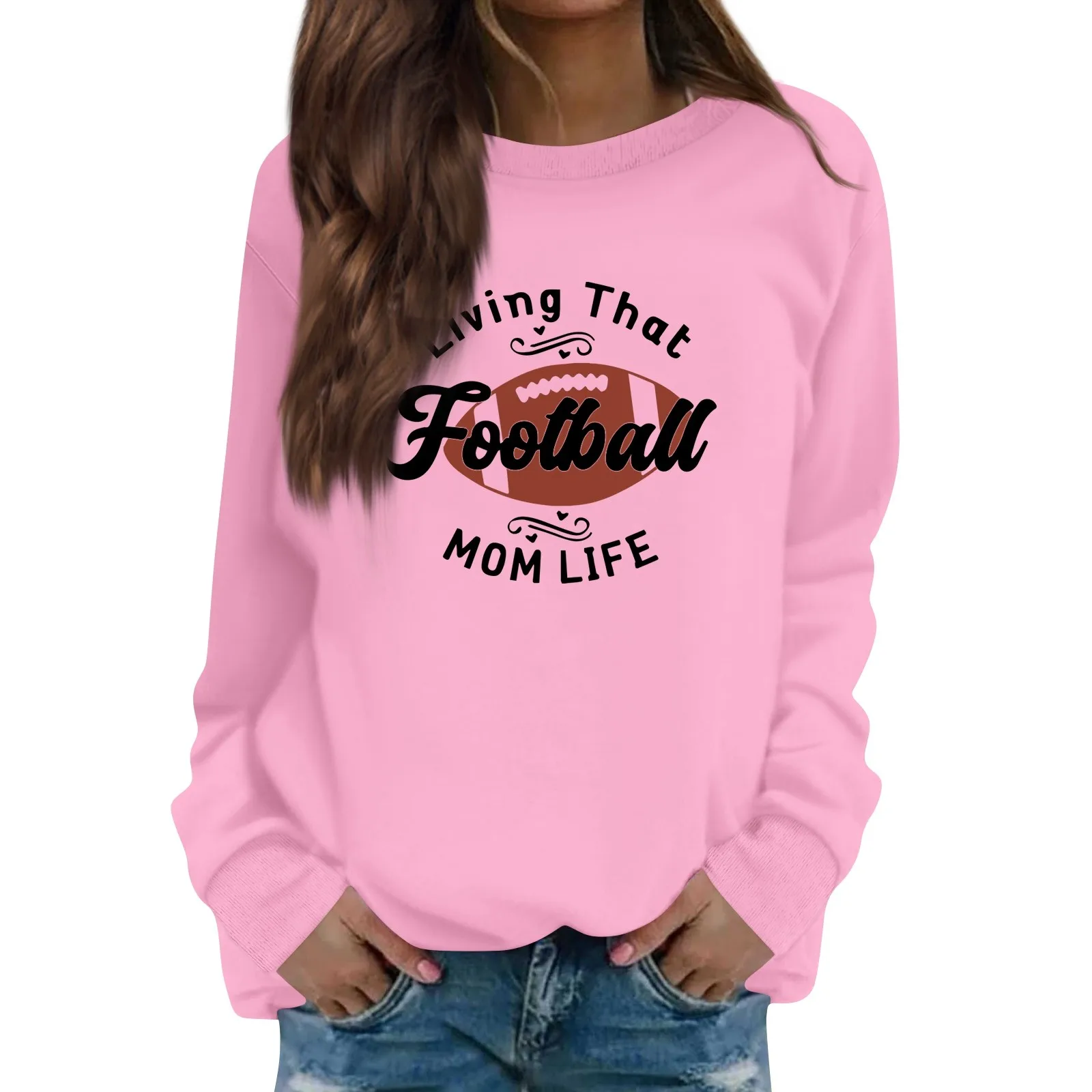 

Women Rugby Graphic Printing Sweatshirt Fashion Casual Long Sleeve Loose Round Neck Pullover Tops Daily Regular Basic Sweatshirt