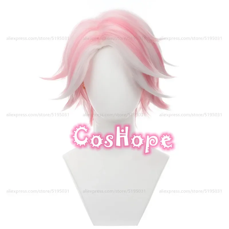 Angel Dust Cosplay Wig 30cm Short Unisex Silver White Pink Wig Cosplay Anime Cosplay Wigs Heat Resistant Synthetic Wigs