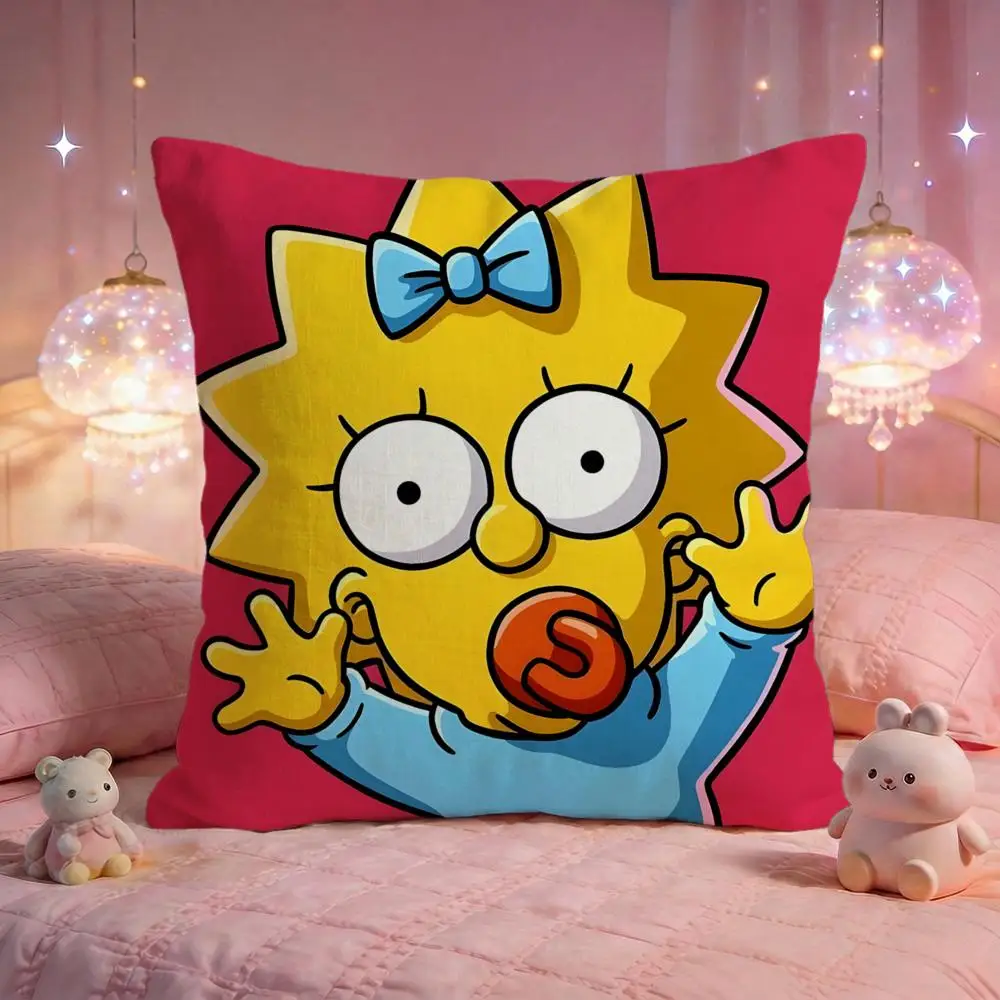 The S-Simpsonss Funny Anime Cushion Cover Premium Comfort Reversible Pillow Cove -Two In One Design For Any Room & Car Interior