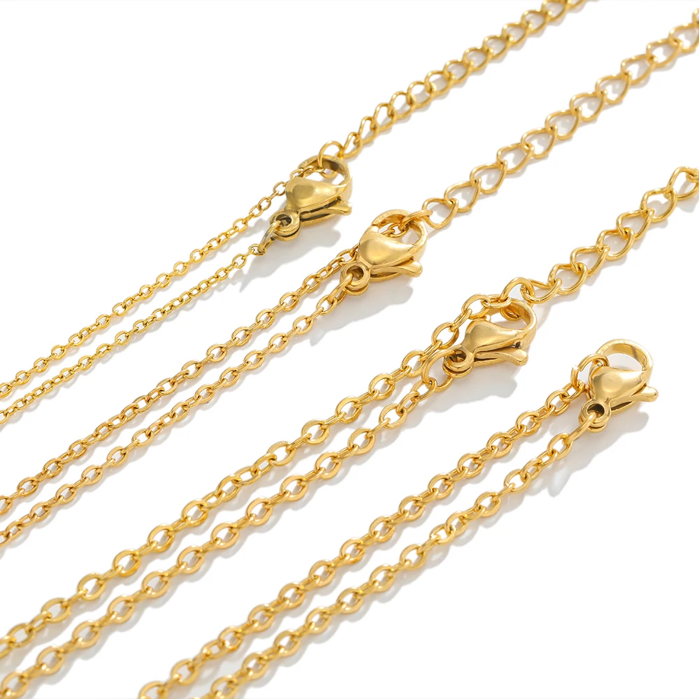 10pcs/lot 45+5cm Stainless Steel Cable Link Chains in Bulk for DIY Necklaces Chokers Jewelry Making Adjustable Wholesale Chains