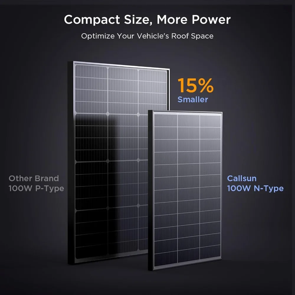 200 Watt Solar Panel 12V, 2Pcs N-Type 16BB 100W Solar Panel, 25% High Efficiency Monocrystalline PV Modules,Ideal for RV