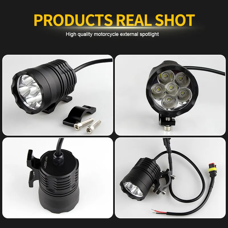 1X 90W White 6000K  6800LM T6 Chips LED Motorcycle Headlight Fog Spot HeadLamp Spotlight Waterproof  Motorbike Bulb Moto