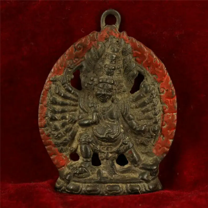 Collection Old Tibet Temple pure copper Handmade Yamantaka Amulet Pendant ww299