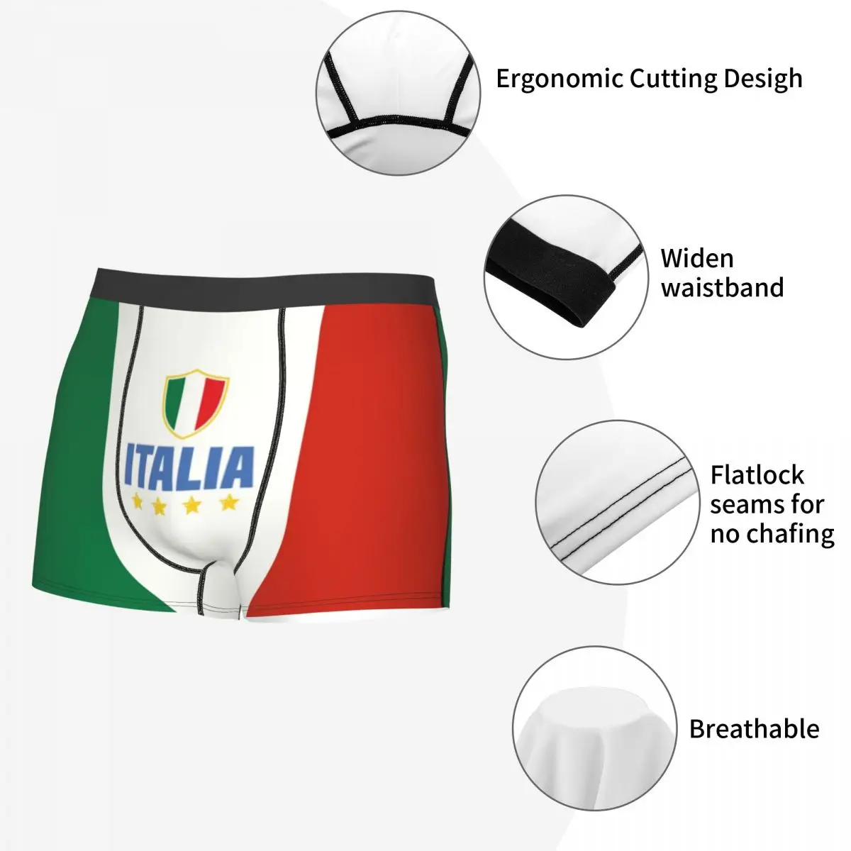 Flag Of Italy Underwear Men Sexy Print Customized Italian Patriotic Boxer Briefs Shorts Panties Soft Underpants