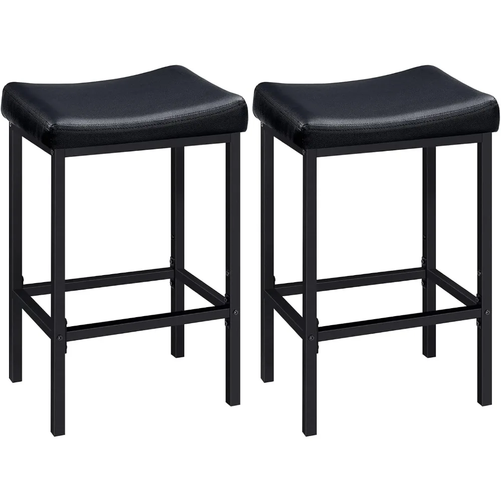 HOOBRO Bar Stools, Set of 2 Bar Chairs, Counter Height Stools, Stools with Curved Surface, Kitchen Stools, 24.8 Inches, 2