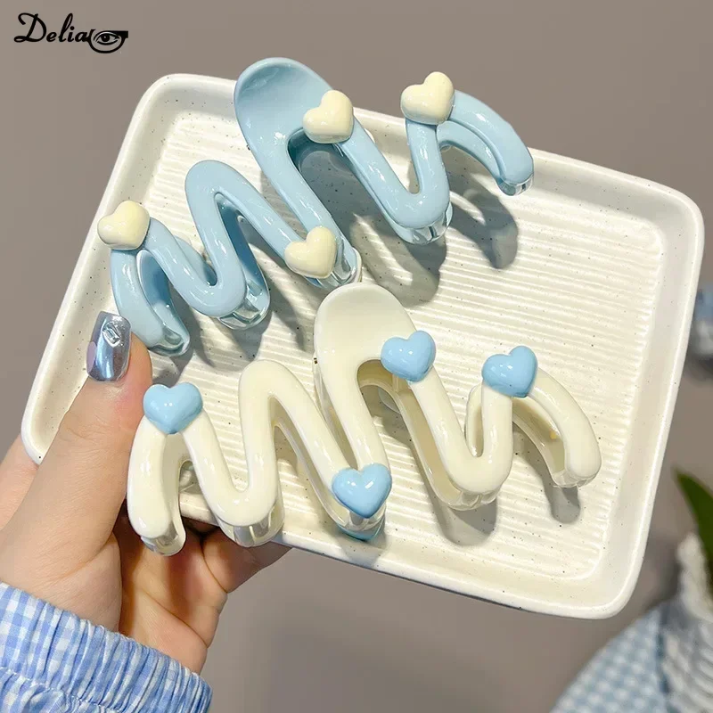 11CM Hair Clips Cream Blue Sweet Grab Clip Acrylic Large Crab Clip Headwear Fashion Women\'s Hair Accessories Claw Clip