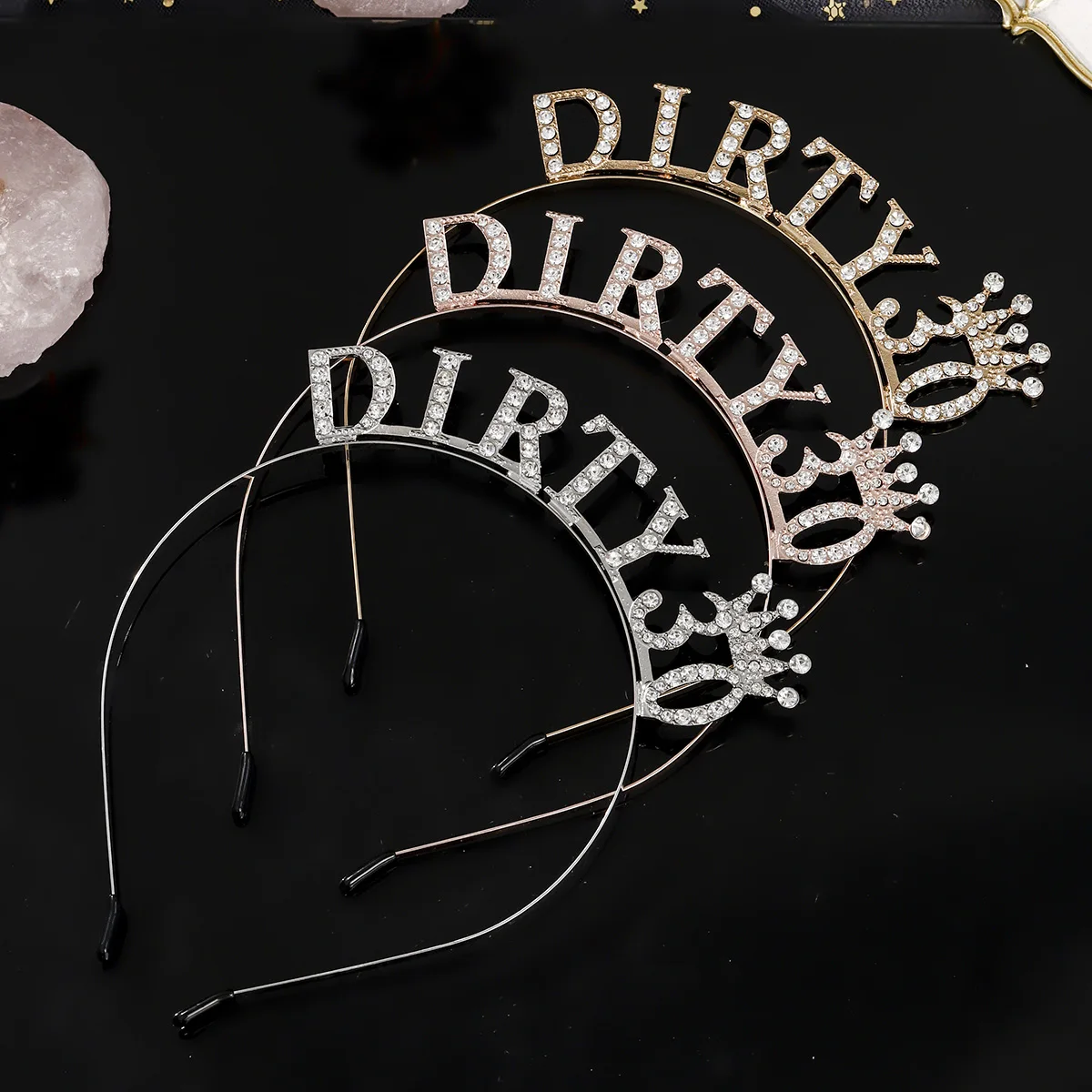 Glänzendes Strass-Stirnband mit englischen Buchstaben „Alles Gute zum Geburtstag“ für Frauen, Zinklegierungsmaterial, Party-Schmuck, beliebtes Haar-Accessoire – Detail 16