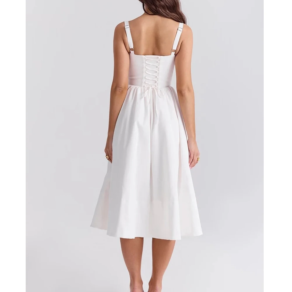 2025 新しい女性の夏のセクシーなロングドレスノースリーブタンクトップエレガントな白いドレス Vestidos 服