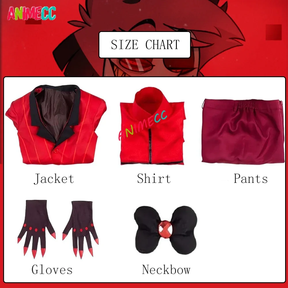 Alastor Cosplay Costume Wig Ear Red Jacket Uniform Anime Halloween Party Outfits for Men Full Sets S-XXXL