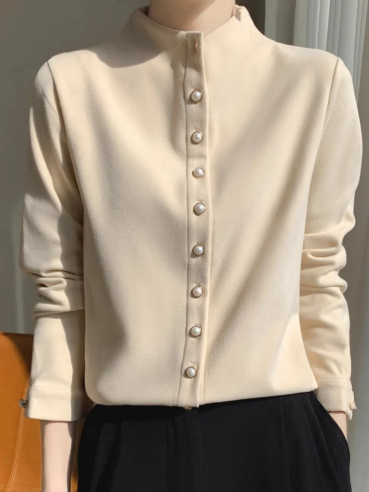 

Осень-зима Thiened двусторонний бархатный воротник-стойка длинный све женский irt перламутровый пуговицы теплый мягкий эластичный irt