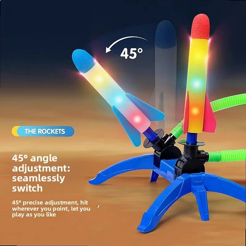 Kids Foot Stomp Rocket Launcher Toy Glow Flying Outdoor Blast Toy for Boys