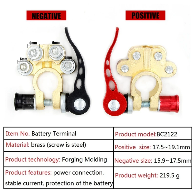 2X 12V 24V Battery Terminals Clamps Quick Release Battery Terminal Shut-Off Connectors For Boat Race UTV Tractor Truck