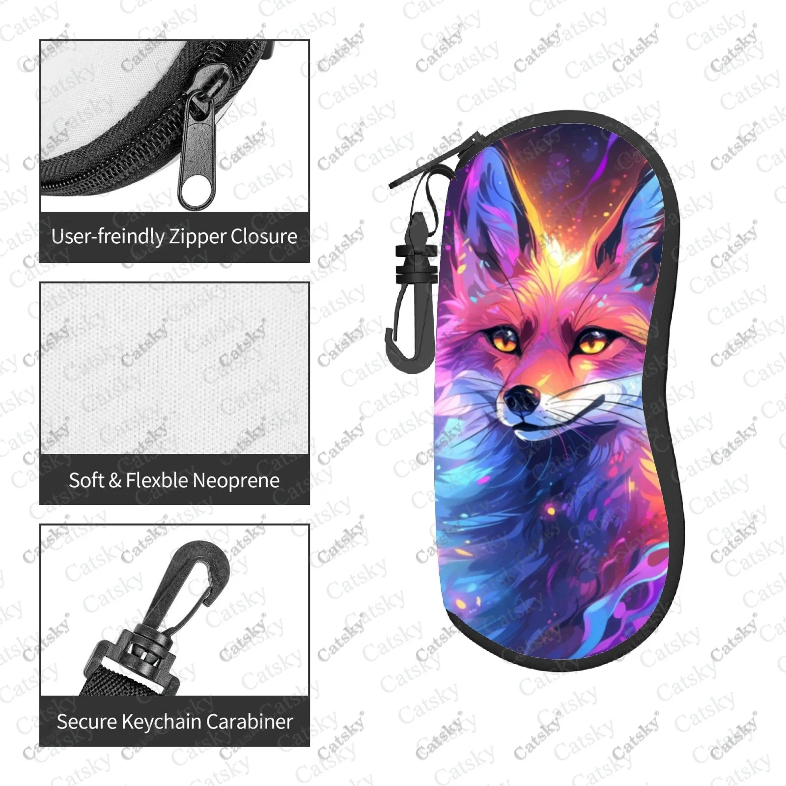 fox animal Glasses case zipper sunglasses bag travel printed soft shell storage glasses case for men women Glasses case