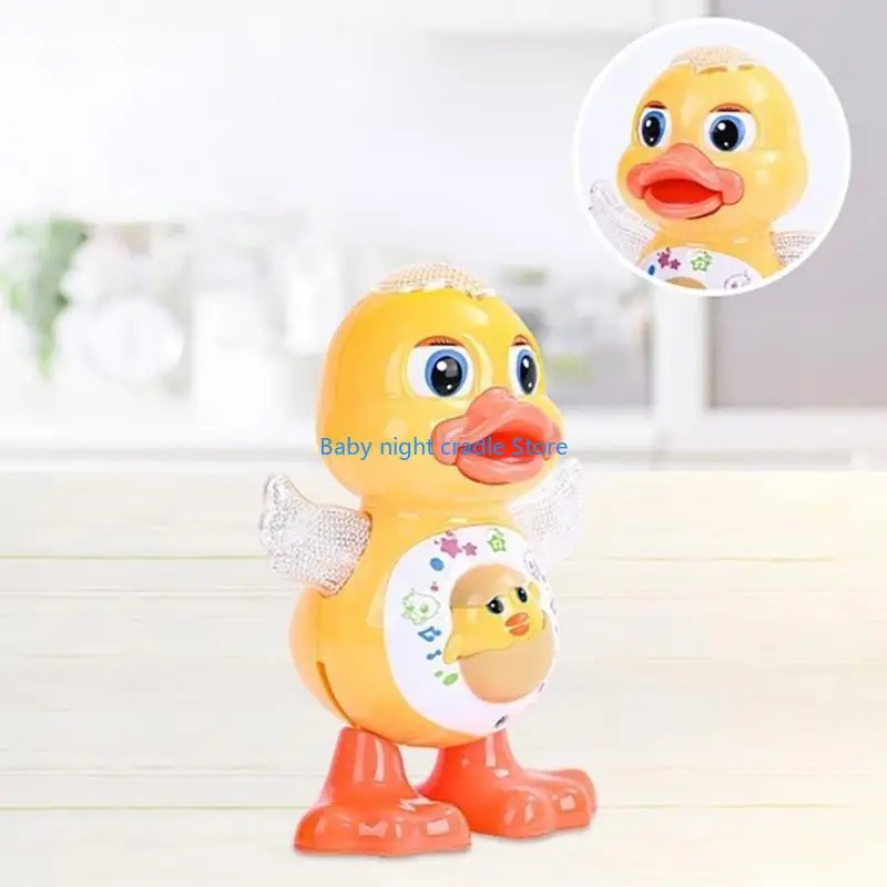 J2FF Electric Dancing Swinging Duck Toy Light Music Cartoon Toy Baby Crawling Toy