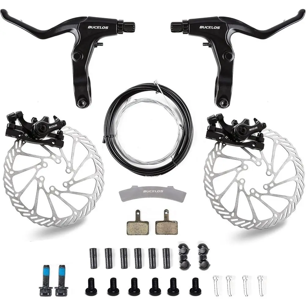 

Mountain Bike Mechanical Disc Brake Kit with Aluminum Levers, 160mm Rotor, Universal Adapter for E-Bikes, Folding Bikes, Scooter