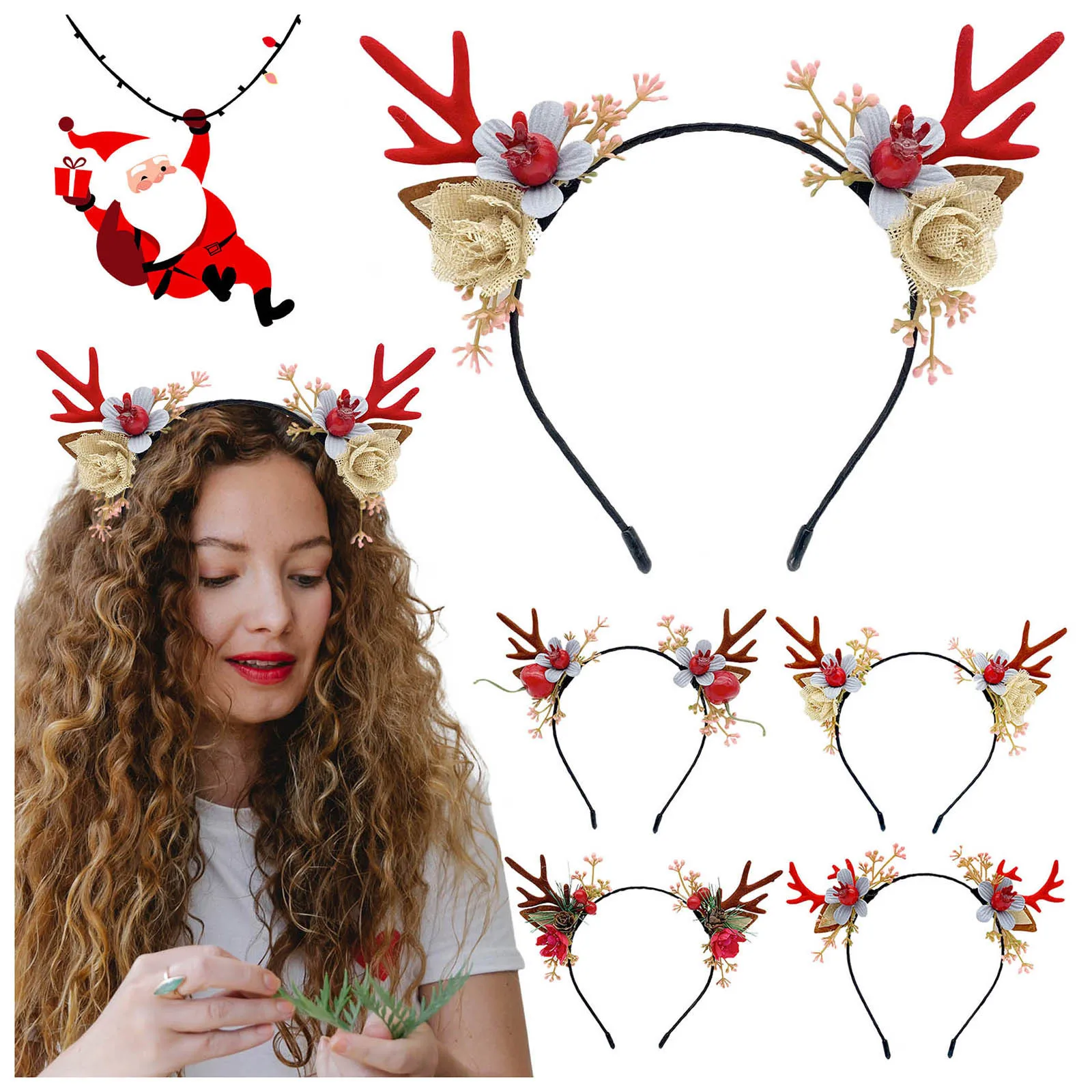 

Зажимы для салона, 1 шт., аксессуары для волос с рогами Мори и цветами, рождественский головной убор, повязка на голову, милая заколка для волос с героями мультфильмов для роликов