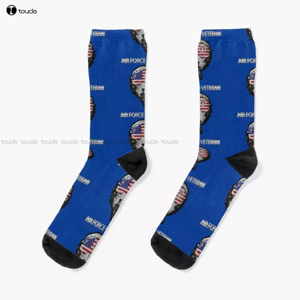 Air Force Veteran Helmet American Flag Socks Personalized Custom Unisex Adult Teen Youth Socks 360° Digital Print Custom Gift