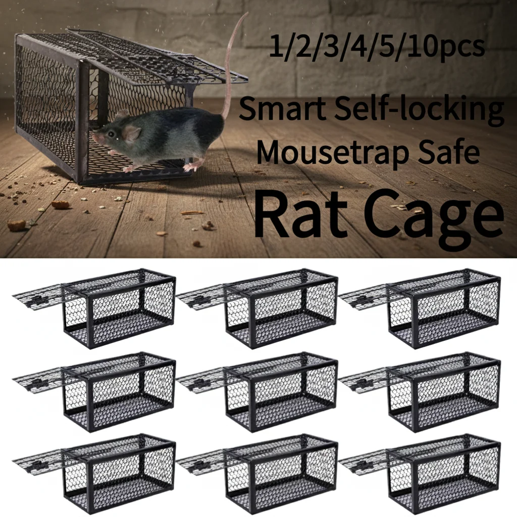 1/2/3/4/5/10PCS Smart Self-locking Mousetrap Safe Firm Iron Net Household Mouse Catcher Metal Reusable  Indoor Outdoor Rat Cage