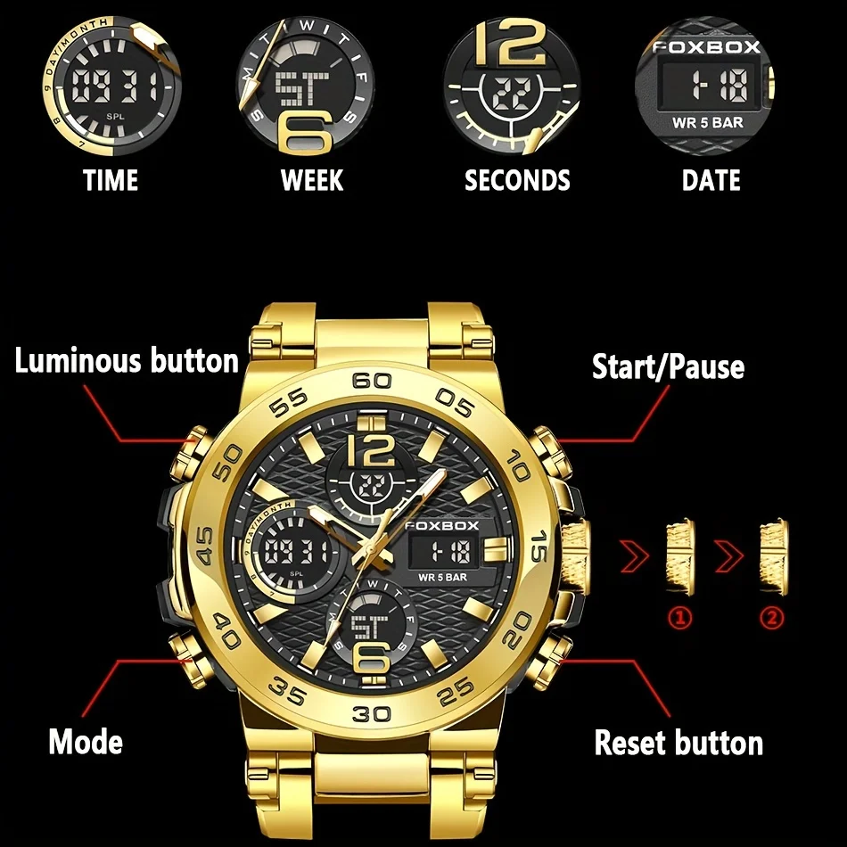 ساعات رياضية للرجال والنساء، عقارب، ساعة توقيت، منبه، عرض التاريخ، مناسبة للاستخدام الخارجي واليوم