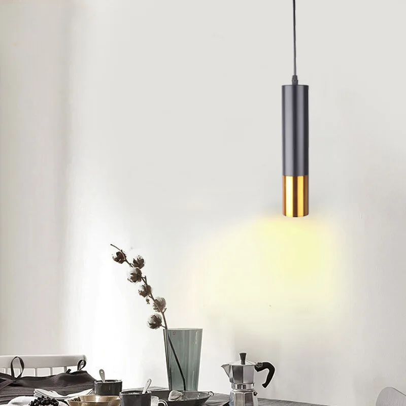 Modern Ceiling Lamp Wire Chandelier Cylindrical Long Tube Chandelier Suspended Kitchen Lamp Wire Length Adjustable No Dimmable