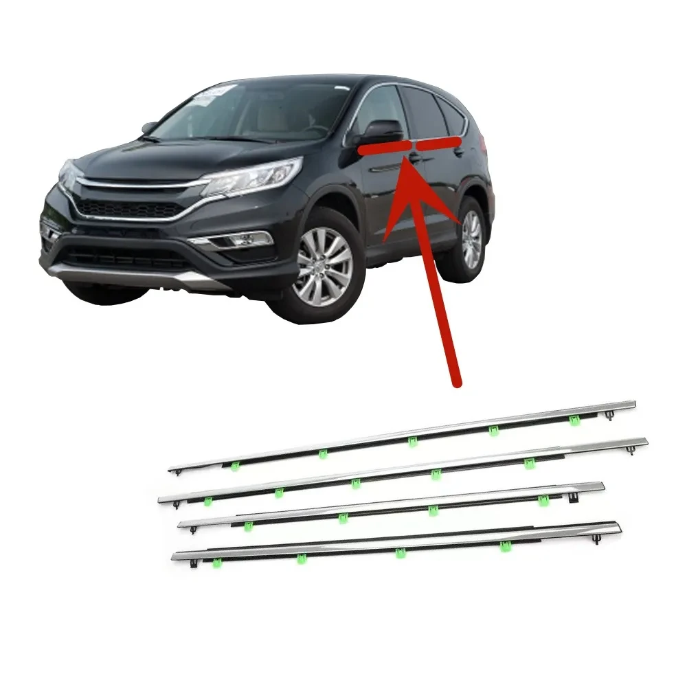 

4 Pieces Windows Chrome Rubber Outside for Honda CR-V 2012-2016 Protector Weatherstrip Seal Full Kit for Glass Outer Laminate