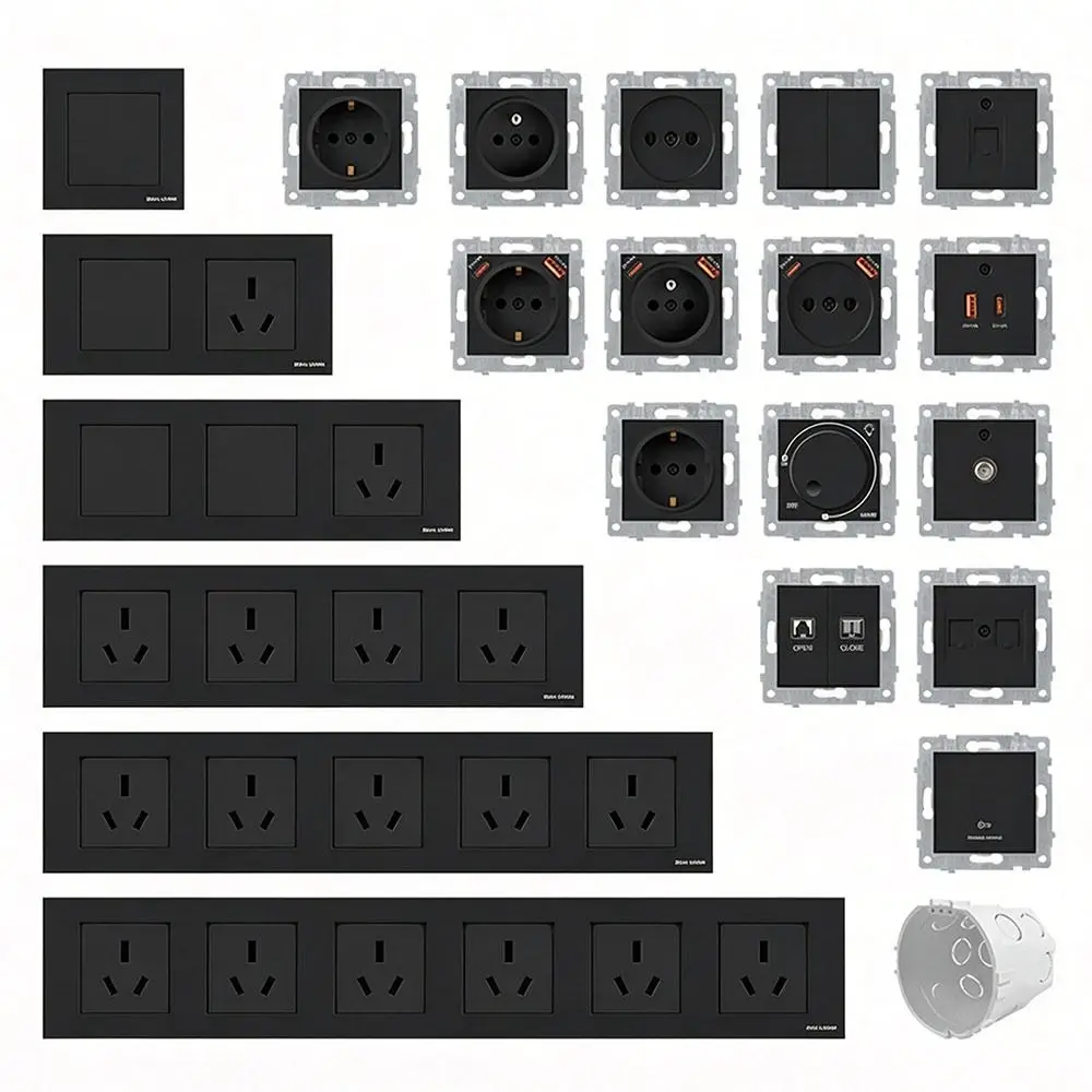 1Pcs 220V 16A 250V Modular Sockets And Switches Dual USB Fast Charge PC Panel Panel Wall Switch RJ45 TV EU French Socket Module