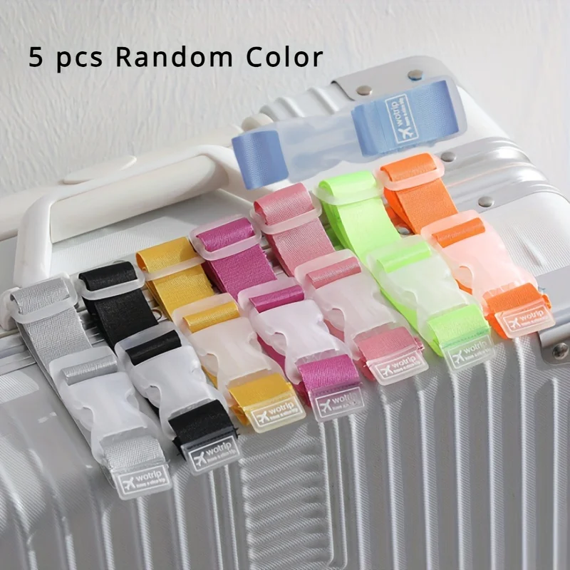 5pcs Multi-color Luggage Straps - Adjustable Buckle Design, Durable Travel Outdoor Accessories, Strong Trolley Bag Hook Shoulder