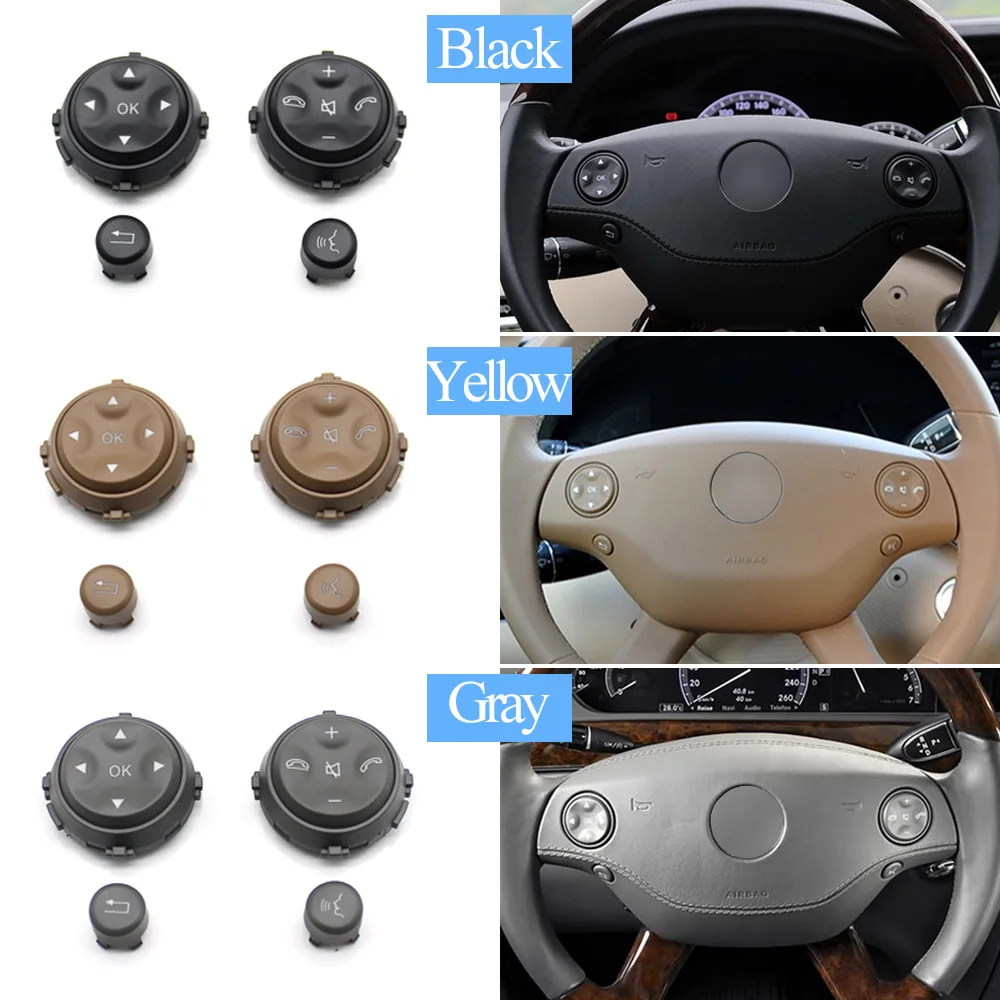 Car Steering Wheel Multi-Function Switch Pull Buttons Kit Replacement For Mercedes Benz W221 W216 S CL CLASS S280 S300 2006-2009