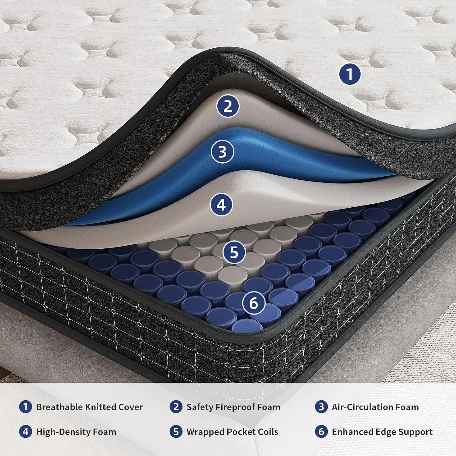 12 Inch Queen Size Mattresses in a Box, Individually Wrapped Pocket Coils for Isolate Motion,Pressure Relief, Customized