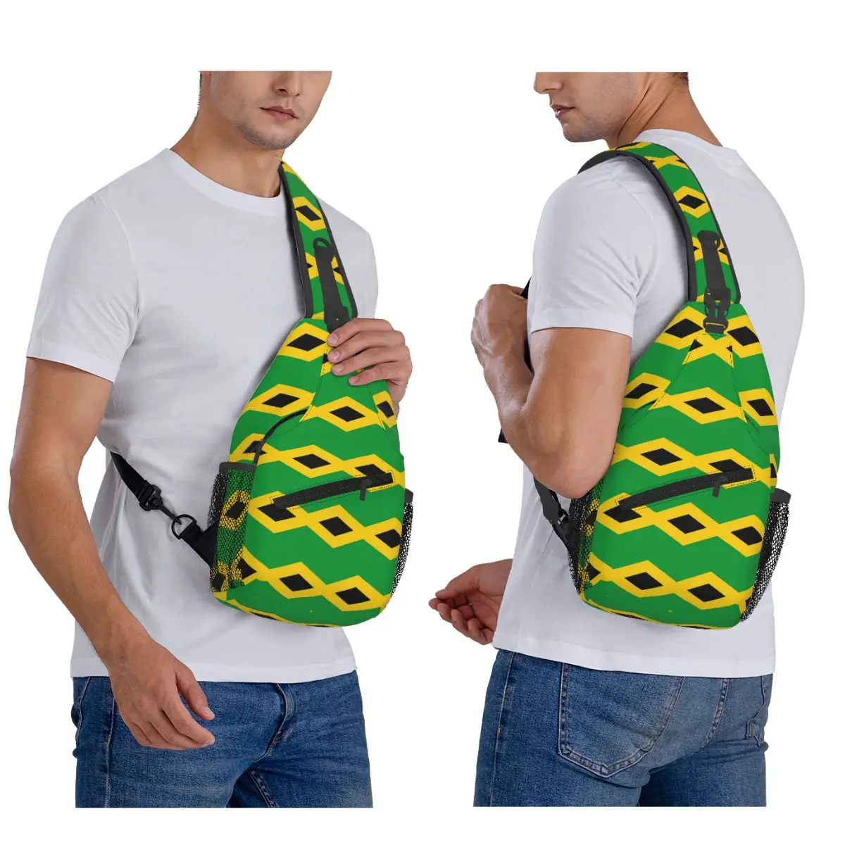 

Flag Of Jamaica Jamaican Flag Chest Bag Men Sling Crossbody Backpack Chest Bag Travel Hiking Daypack Shoulder Bag