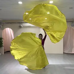 Dancing Flag with Expandable Stick Half Circle Shape Bright Color Luster Surface Performance Costumes Props Praise Flag