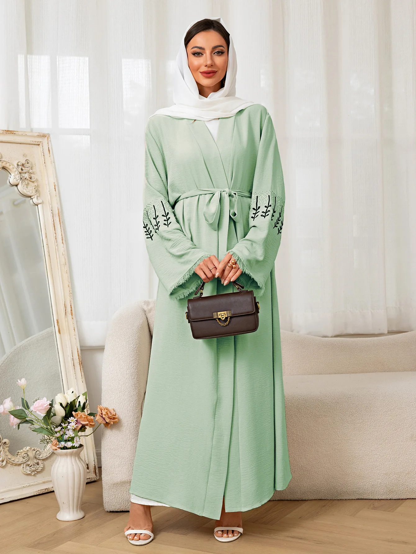 Eid musulman Abaya pour les femmes broderie à lacets Cardigan Abayas Ramadan marocain dubaï Jalabiya caftan robes arabe longue Robe 2025