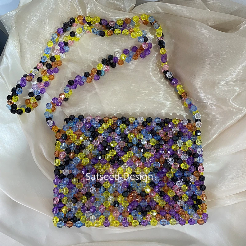 Customized Beaded Handmade Designer Handbag Crossbody Bags Cute Mix Colors Women Original Versatile Evening Flap Pockets Acrylic