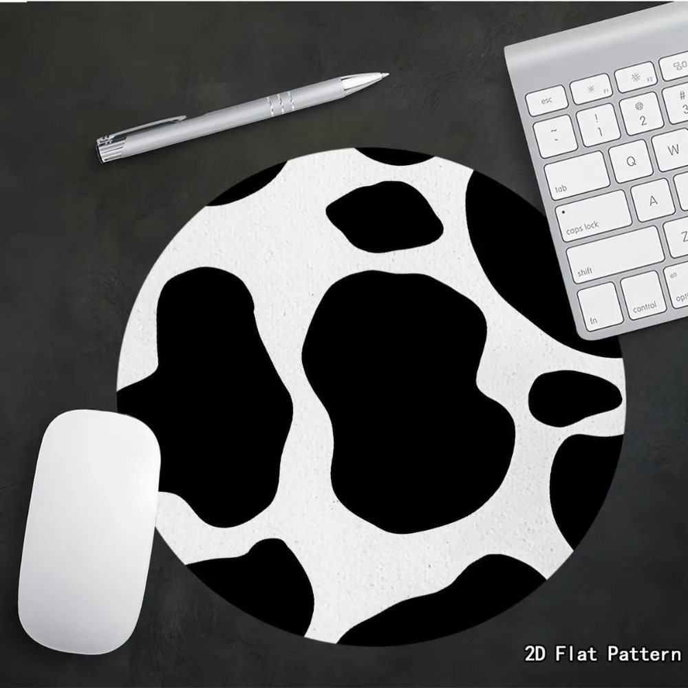 Alfombrilla de ratón redonda Premium con diseño blanco y negro, Base de goma antideslizante, almohadillas portátiles para escritorio de oficina, accesorios para ordenador portátil y PC