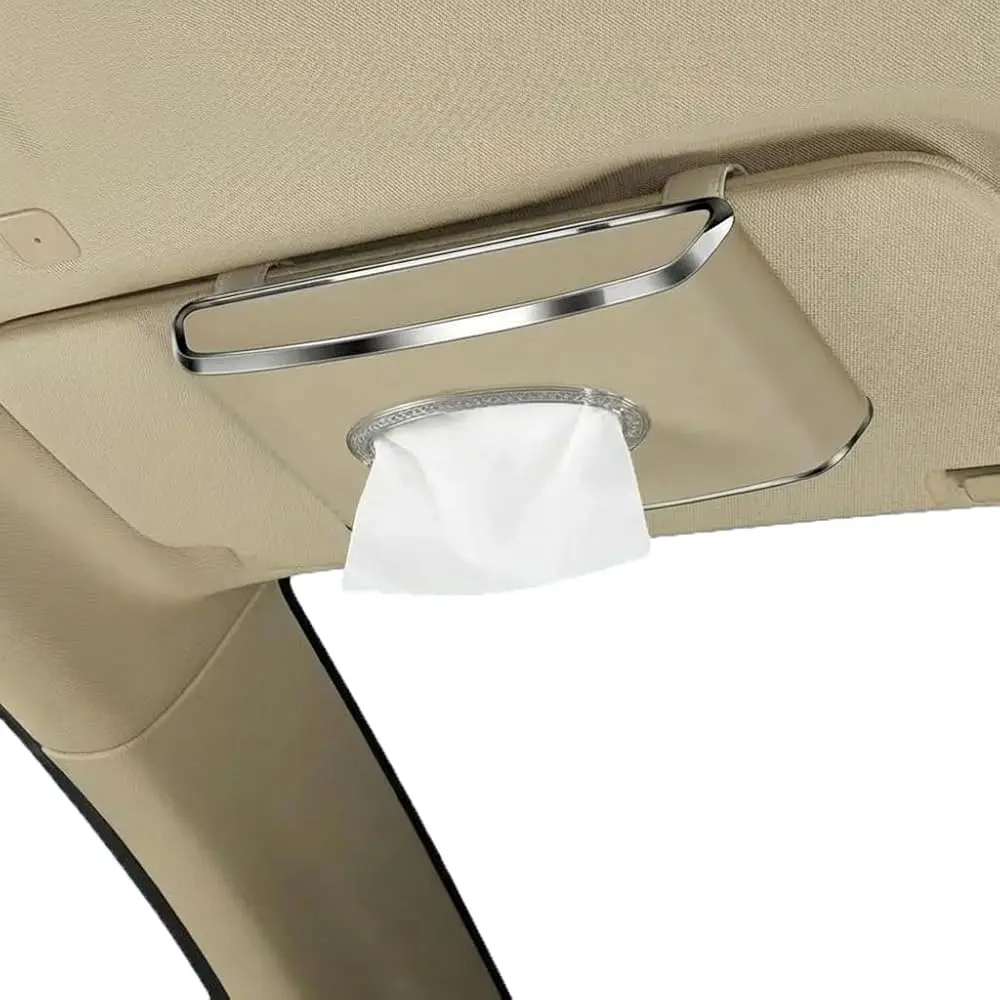 

Leather Car Tissue Box for Car Interior, Multi-Function Tissue Holder with Visor Clip, Armrest & Back Seat Napkin Organizer,
