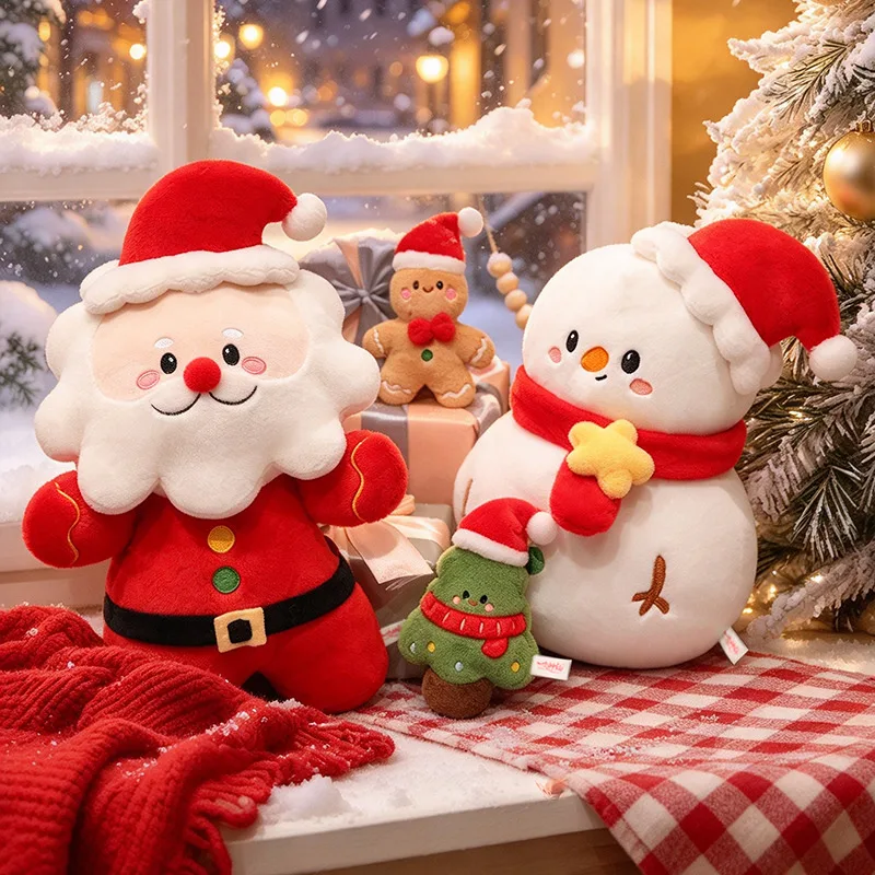 Cute Christmas Plush Doll , Santa Claus Gingerbread Man Christmas Tree Snowman Stuffed Toy, Soft Xmas Plush for gifts.