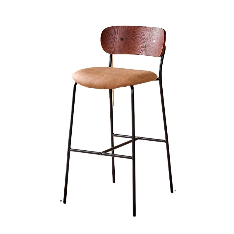 

Nordic creative wrought iron bar chair modern simple home high chair solid wood high stool