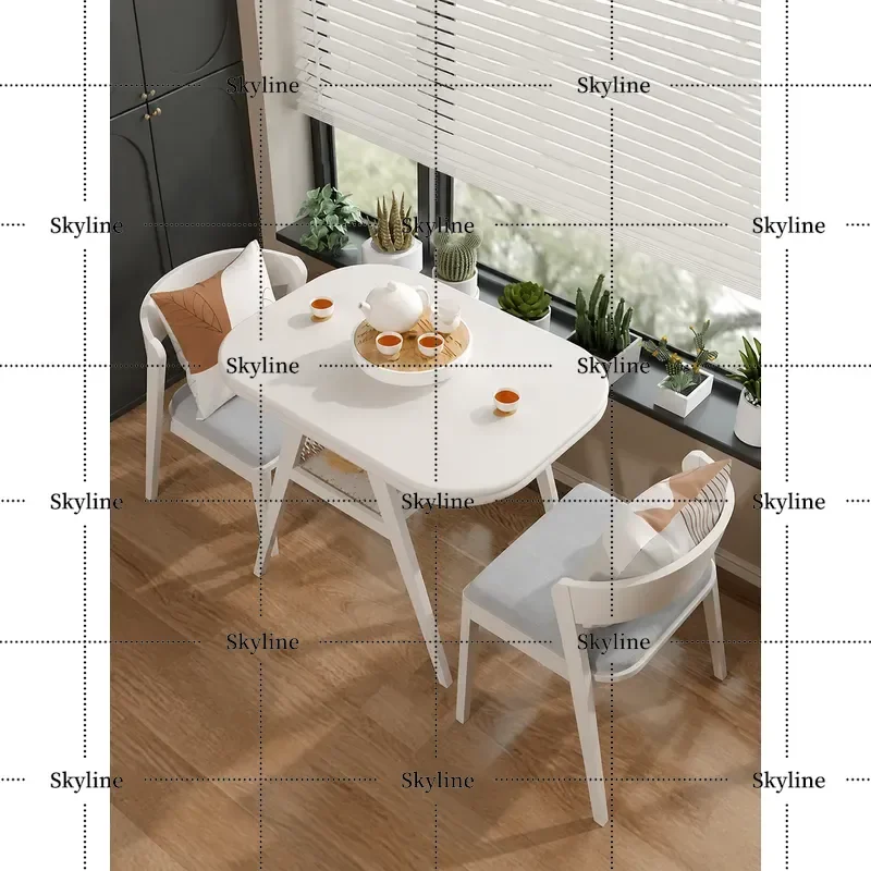 for Cream Wind Balcony Mini Tea Table 3 Piece Set Solid Wood Small Apartment Creative Casual One Table Two Chairs