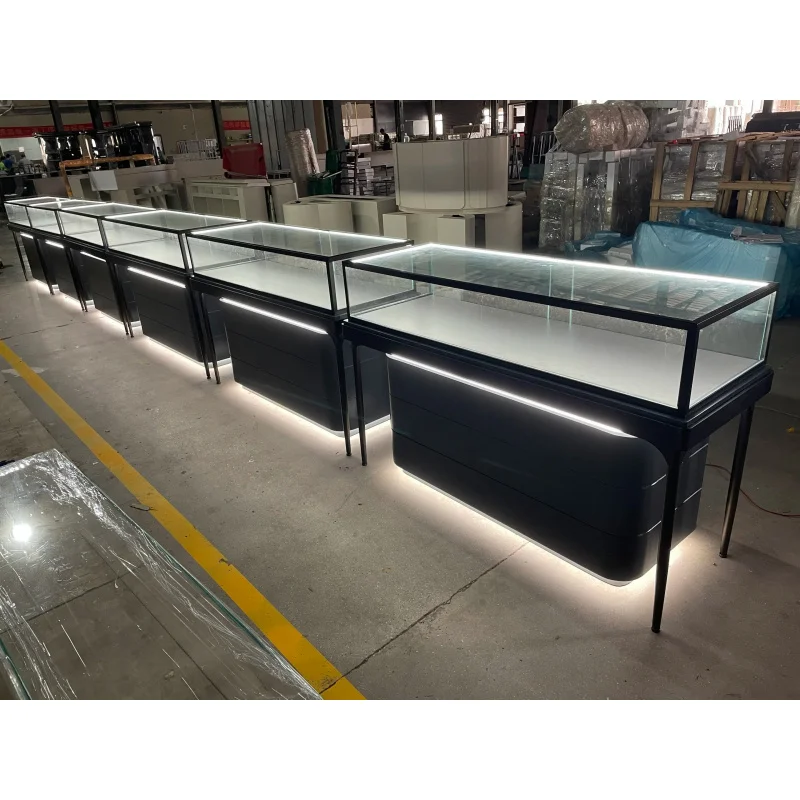 custom.Custom Factory Luxury Jewelry Showcase Store Glass Display Cabinet with LED Lighting Shopping Mall Shop Furniture Des