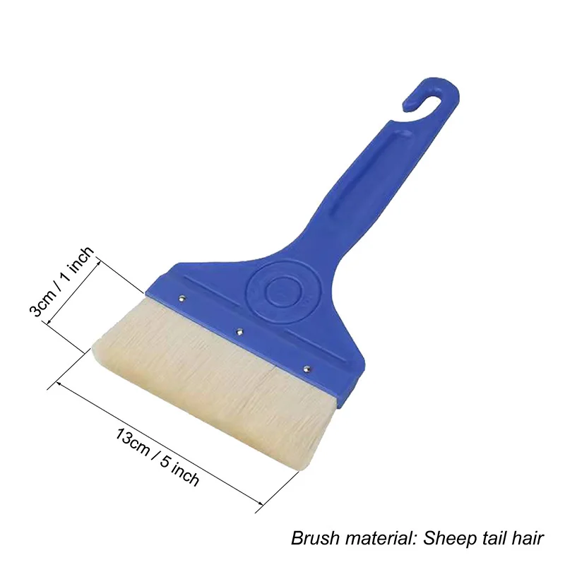 5 Pcs 5inch Sheep Hair Paint Brush Set Blue Plastic Handle with Hanging Hole Workshop and DIY Projects