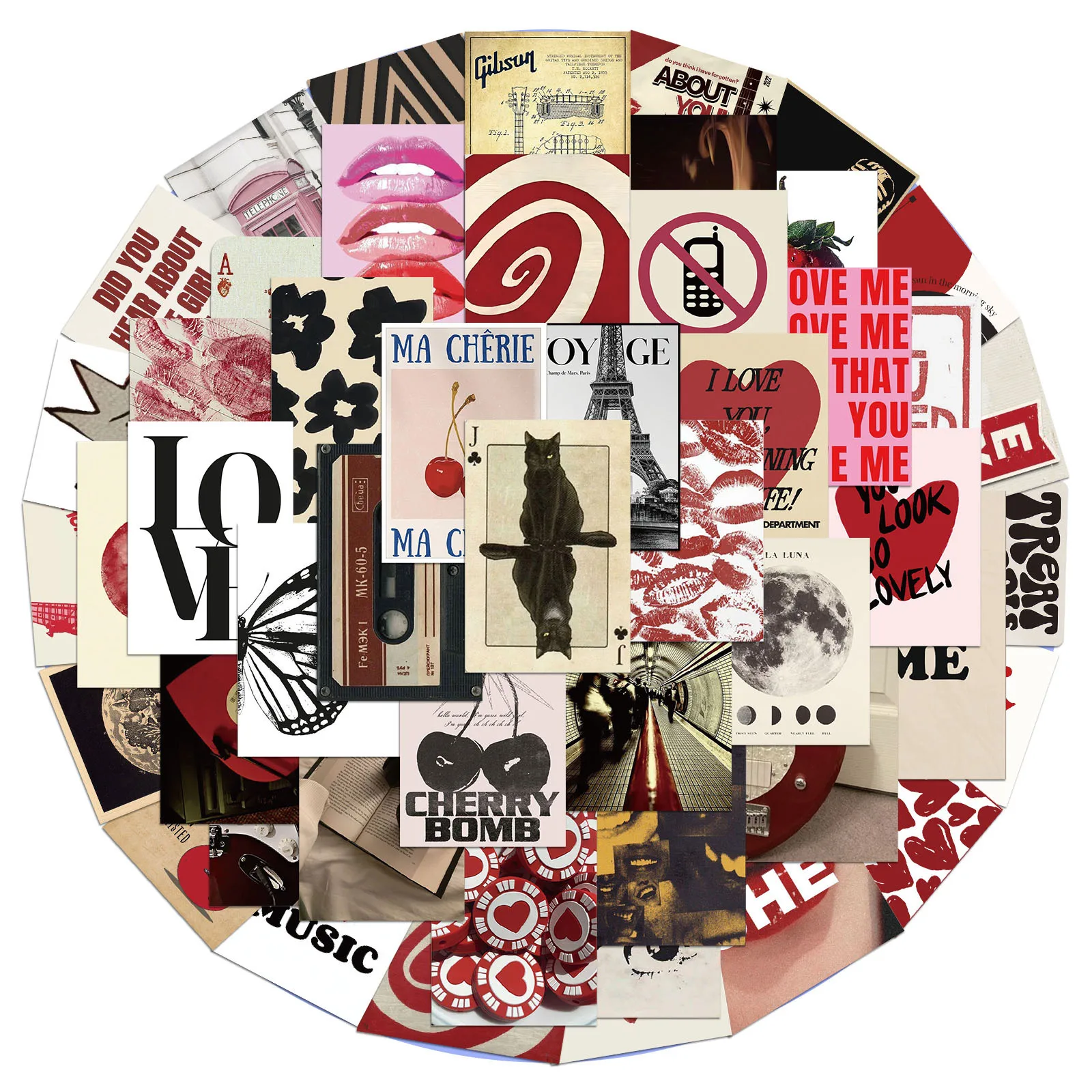 50 Uds. De pegatinas de grafiti Y2K de estética Retro con corazón romántico para niña, pegatina impermeable para teléfono, guitarra, portátil, maleta, juguete para niños