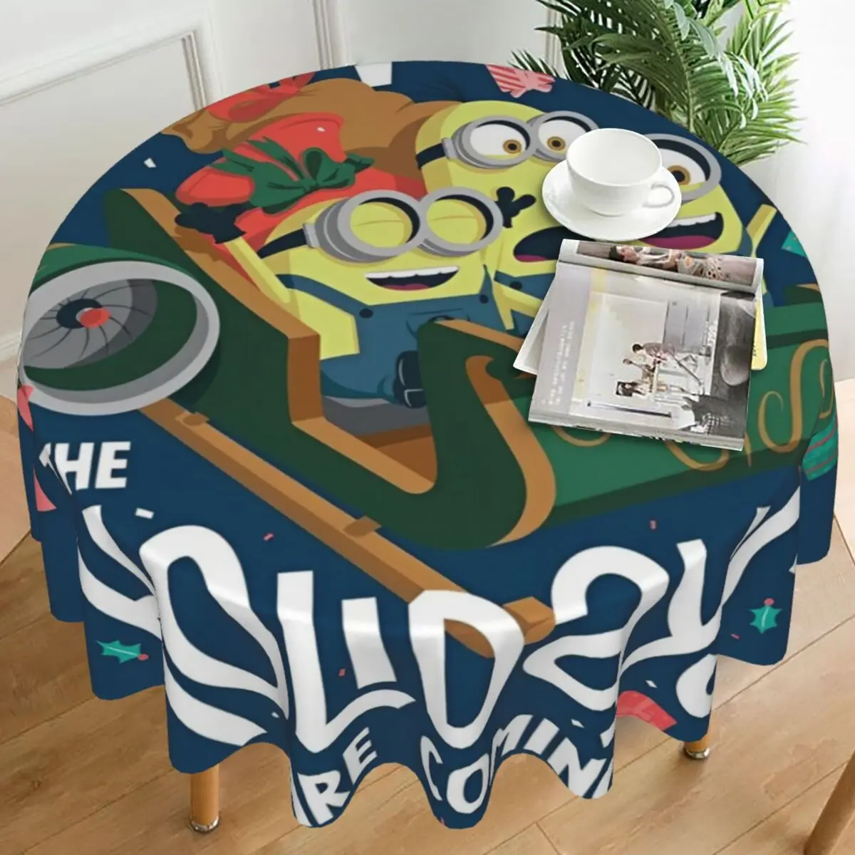 

Minions Tablecloth Waterproof Round Table Cover Elegant Custom DIY Table Cloth For Home Party Dining Room