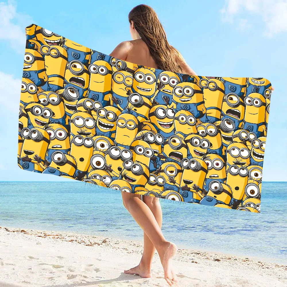 Cute Cartoon Minions Towel Children\'s Swimming Running Absorbent Beach Towel Soft And Comfortable Bath Towel