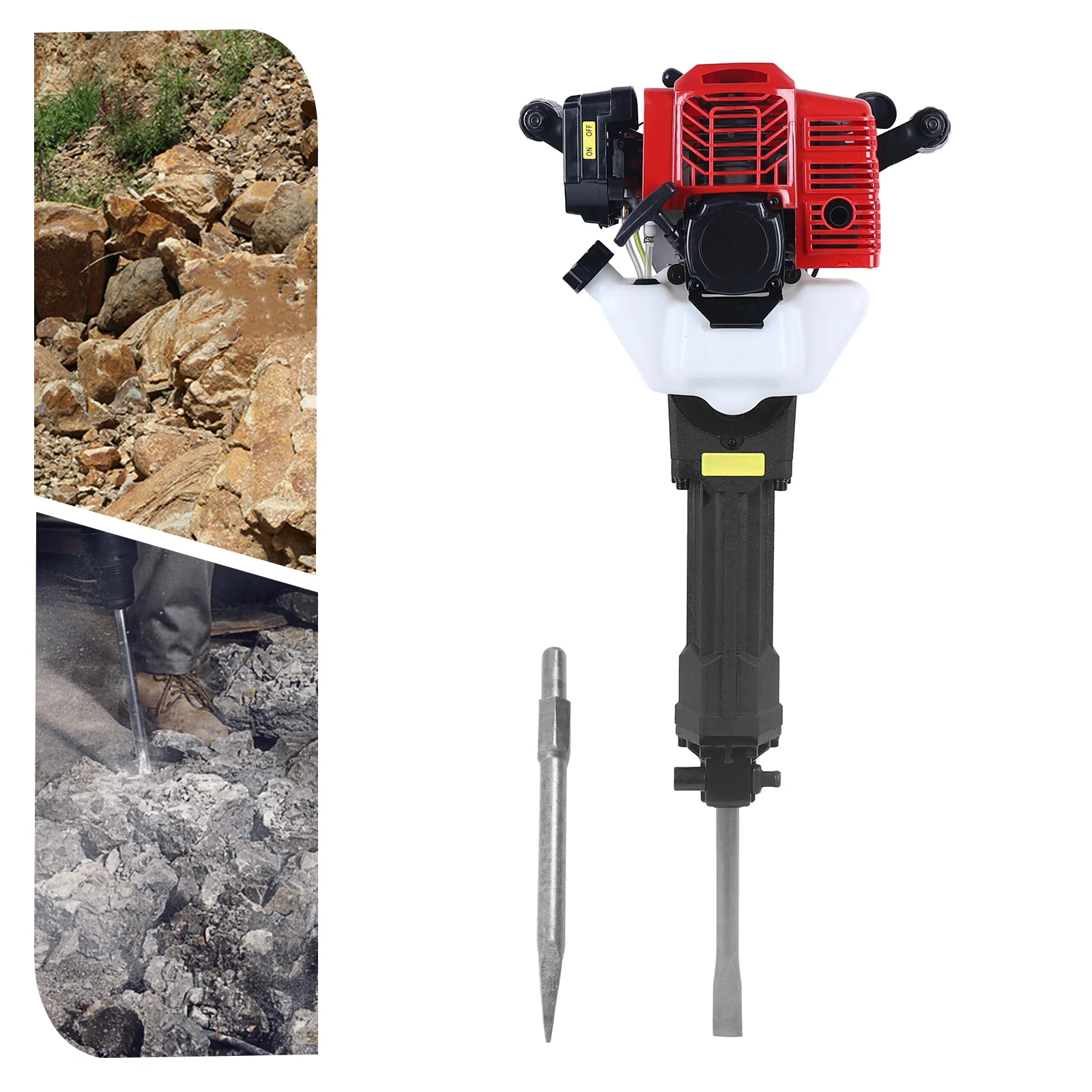 

Selling52CC 2 Stroke Jack Hammer Handheld Rock Drill Industry Concrete Breaker Drill With 2 Chisel For Building Construction