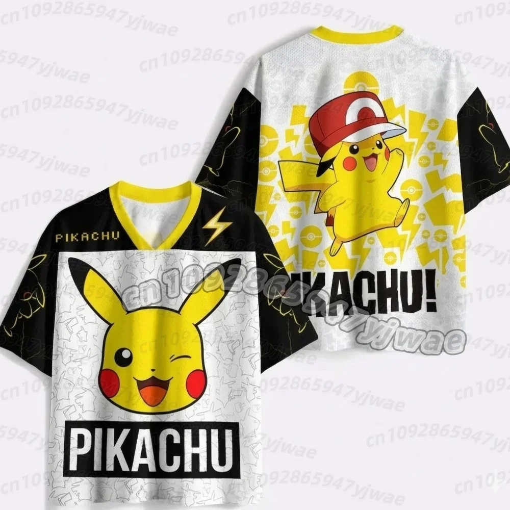 2026 Anime Pikachu Print Fußballtrikots für Mädchen, Jungen und Herren – Kurzarm-Sport-T-Shirts für Herren, Cartoon-Cosplay-Kinder-T-Shirts – Detail 16