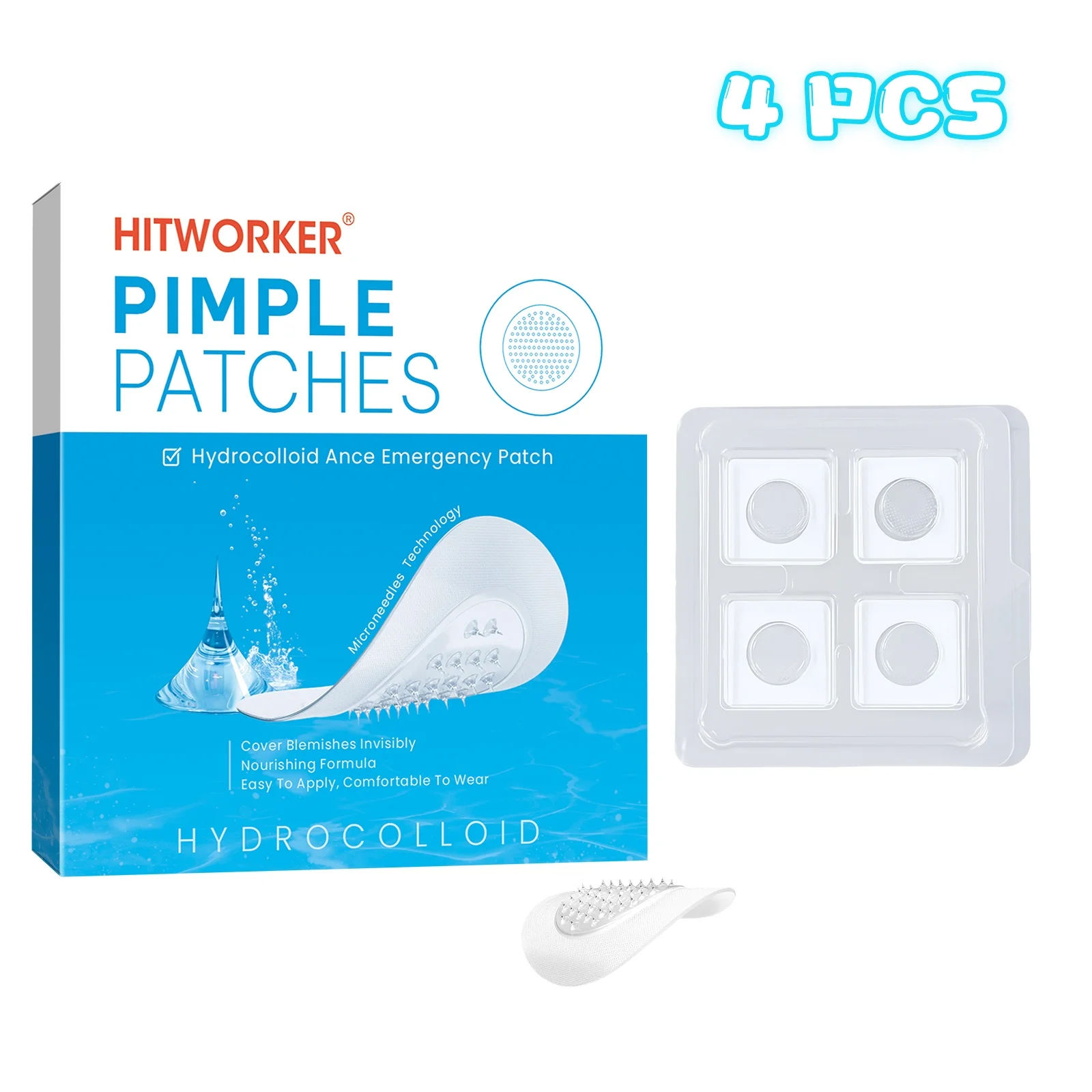 4PCS Hydrocolloid Pimple Patches for Face, Round Blemish Cover Stickers, Facial Spot Patches