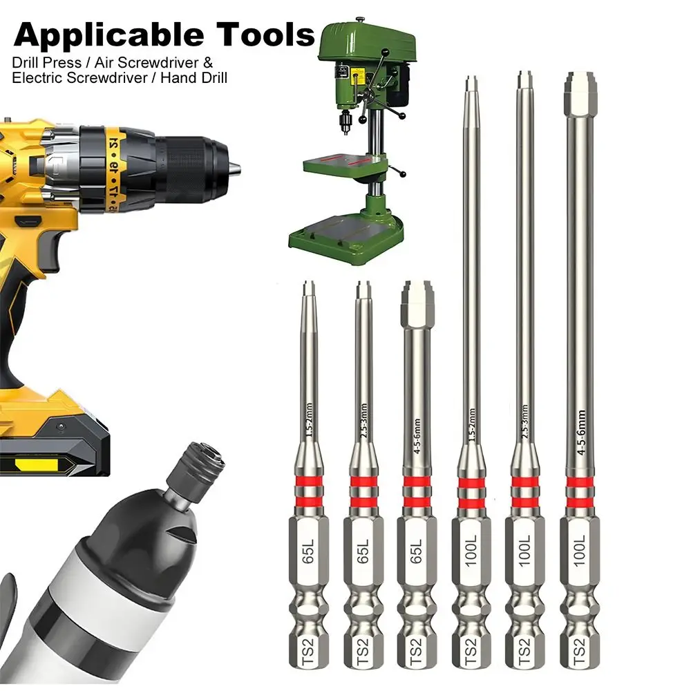 3/6PCS High Hardness Electric Screwdriver Bits Set Non-slip Pagoda-Shaped Design Magnetic Batch Head With Markings