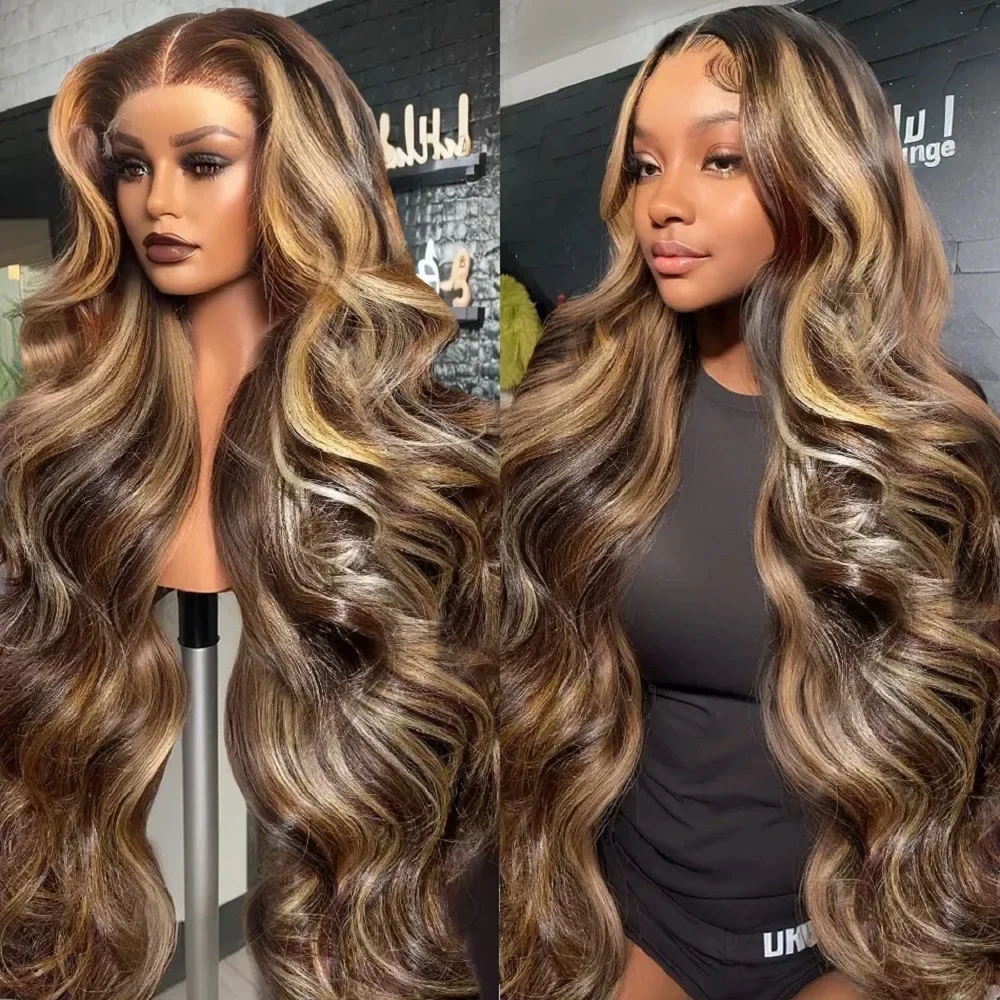

Glueless Pre Plucked Body Wave Highlight Wig Human Hair Brown Colored Lace Front Wigs 13X6 13x4 Lace Frontal Wig 100% Human Hair